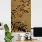 Poster 4. 秋 塘 群 雀 図, 若 Foule 冲, Jakuchu (Bureau à domicile)