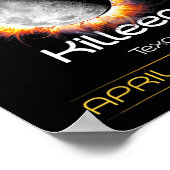 Poster 4.08.24 Éclipse solaire totale 2024 Killeen Texas (Coin)
