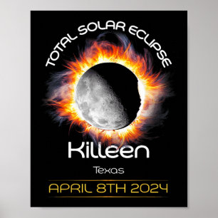Poster 4.08.24 Éclipse solaire totale 2024 Killeen Texas