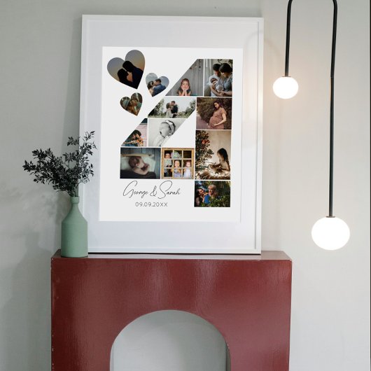 Poster 4 ans Ensemble Photo Collage Anniversaire Mariage