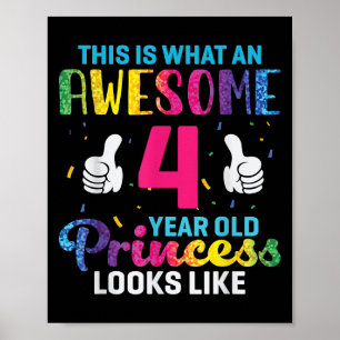 Poster 4 Ans Princesse Citation d'anniversaire 4e Jour B 