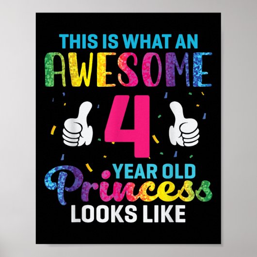 Poster 4 Ans Princesse Citation d'anniversaire 4e Jour B (Devant)