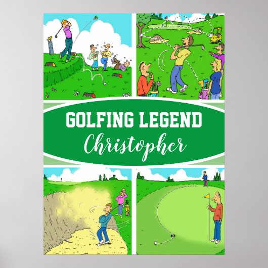 Poster 4 Drôle Golfeurs Caricatures de golf pour une lége (Devant)