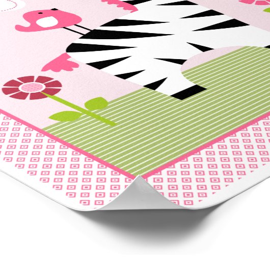 Poster 4 en 1 Sunny Safari 8x10 pouces Nursery Art / Post (Coin)