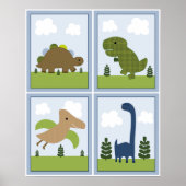 Poster 4 in 1 Dinosaurs/Dino 8x10 inch Nursery Art (Devant)