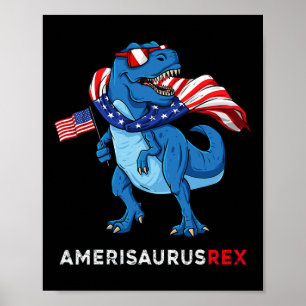 Poster 4 juillet Amerisaurus T Rex Dinosaur Garçons T
