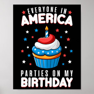 Poster 4 juillet Anniversaire Fête Garçon Fille 4 Juillet