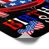 Poster 4 juillet Anniversaire Squad Us Drapeau Feu d'arti (Coin)