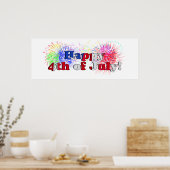 Poster 4 juillet avec feux d'artifice (Cuisine)