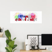 Poster 4 juillet avec feux d'artifice (Bureau à domicile)
