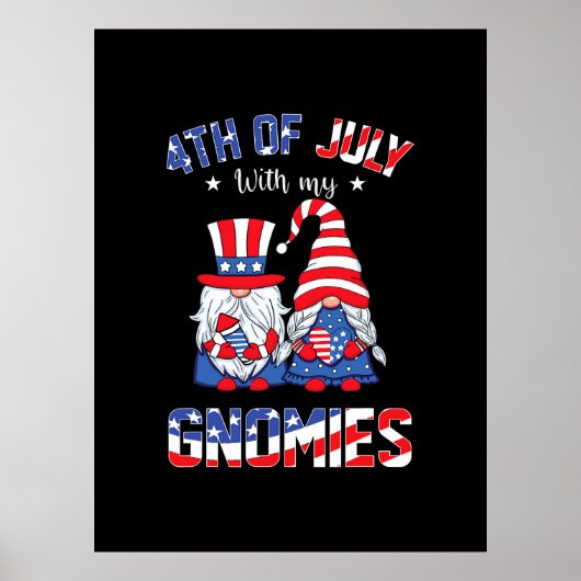 Poster 4 juillet Avec Mes Gnomies Patriotique Gnome (Devant)