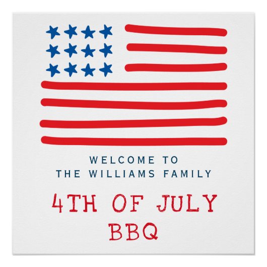 Poster 4 juillet BBQ | American Flag - Bienvenue (Devant)