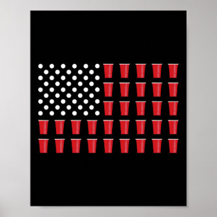 Poster 4 juillet Beer Pong American Flag