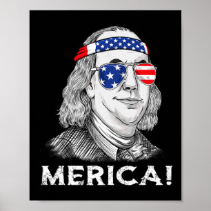 Poster 4 juillet Ben Franklin Merica USA Garçons Filles E