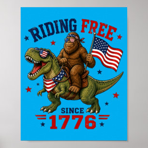 Poster 4 juillet Bigfoot dinosaure drapeau américain garç