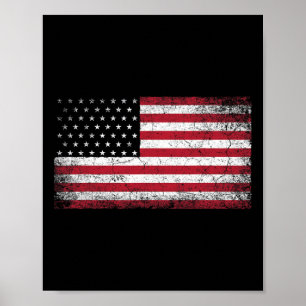 Poster 4 juillet cadeau de Noël Drapeau américain Vintage