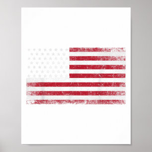 Poster 4 juillet cadeau de Noël Drapeau américain Vintage