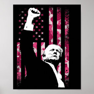 Poster 4 juillet Camo Rose Camoufler Us Drapeau Poids