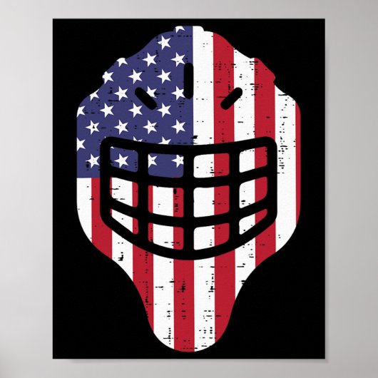 Poster 4 juillet Casque de hockey sur glace Amérique Drap (Devant)