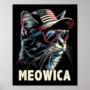 Poster 4 juillet Cat Meowica Amoureux des chats Amérique