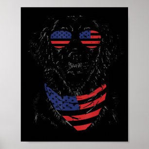 Poster 4 juillet Chien Retriever doré Mignon Patriote Hom