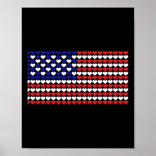 Poster 4 juillet Coeur de chemise Nous Drapeau Américain