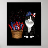 Poster 4 juillet Conception De Chat Et Feux D'Artifice Po (Devant)