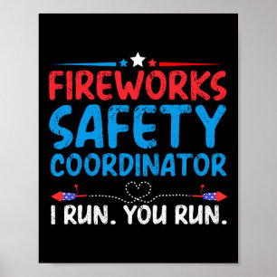 Poster 4 juillet Coordinateur de la sécurité Fireworks Je