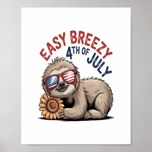 Poster 4 juillet de tournesol Sloth (Devant)