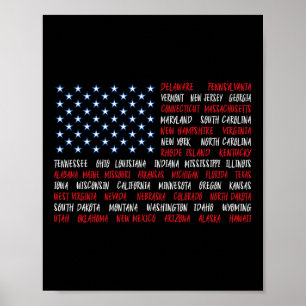 Poster 4 juillet Drapeau américain des États-Unis Tous le