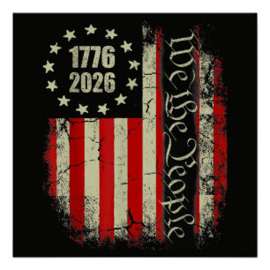 Poster 4 juillet Drapeau américain Patriotique États-Unis