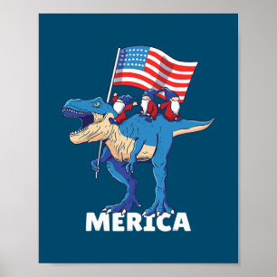 Poster 4 juillet Fête de l'Indépendance USA Dinosaur T Re