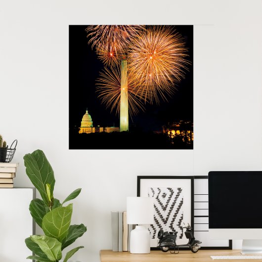 Poster 4 juillet, Firework Display, Skyline (Bureau à domicile)