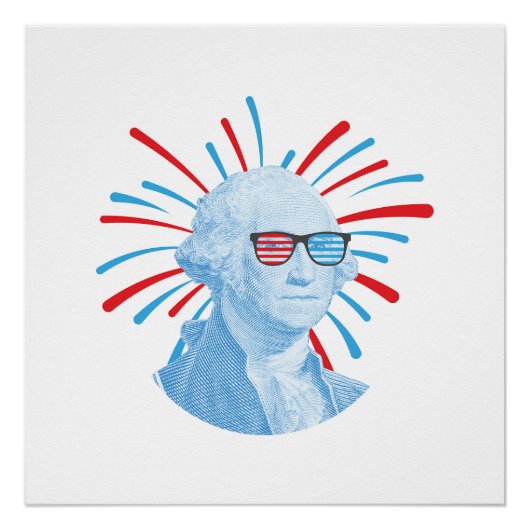 Poster 4 juillet George Washington lunettes (Devant)