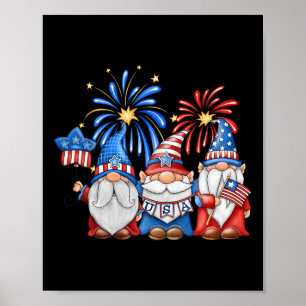 Poster 4 juillet Gnomes américains célébrant l'indépendan