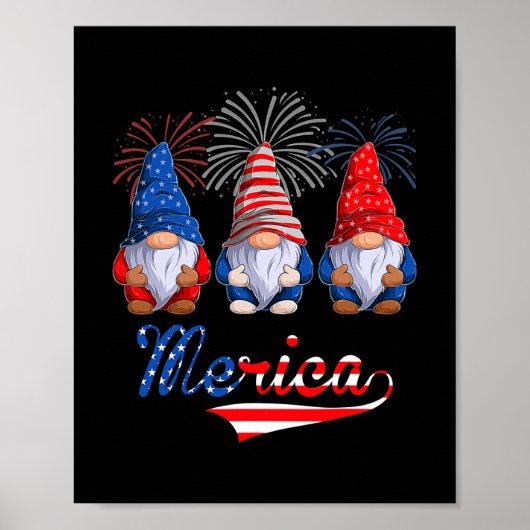 Poster 4 juillet Gnomes Kid Patriotic Gnomes US Drapeau (Devant)
