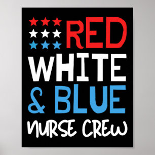 Poster 4 juillet Infirmière Équipage Scrub Tops Infirmièr