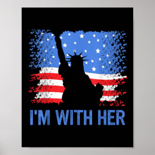 Poster 4 juillet Je suis avec elle Drapeau américain USA