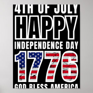 Poster 4 juillet Joyeuse Fête de l'Indépendance 1776 Dieu