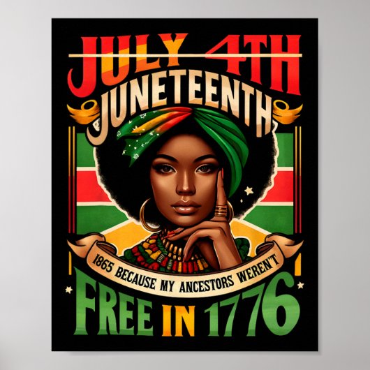 Poster 4 juillet Juneteenth 1865 Parce que mes ancêtres é (Devant)