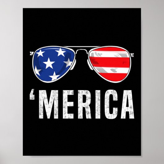 Poster 4 juillet Merica Drapeau Lunettes de soleil Garçon (Devant)