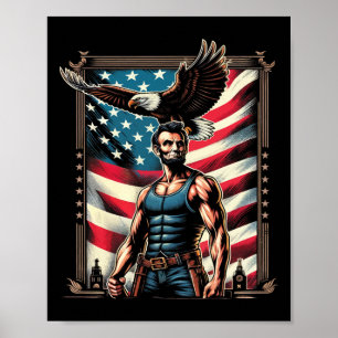 Poster 4 juillet patriotique drôle Abraham Lincoln 4 juil