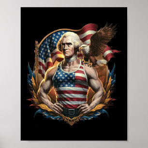 Poster 4 juillet Patriotique Funny George Washington juil