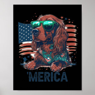 Poster 4 juillet Patriotique Irlandais Setter Chien Meric