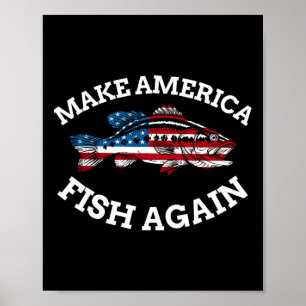 Poster 4 juillet Pêche Drapeau Américain Fête L'Amérique