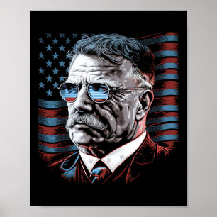 Poster 4 juillet Président Theodore Roosevelt American