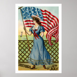 Poster 4 juillet rétro vintage
