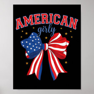 Poster 4 juillet Rouge Blanc et Bleu Américaine Fille