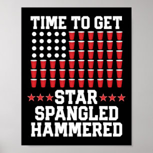 Poster 4 juillet T Chemise Cadeau Bière Pong Drapeau Amér