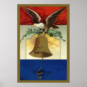 Poster 4 juillet vintage avec Eagle et Liberty Bell